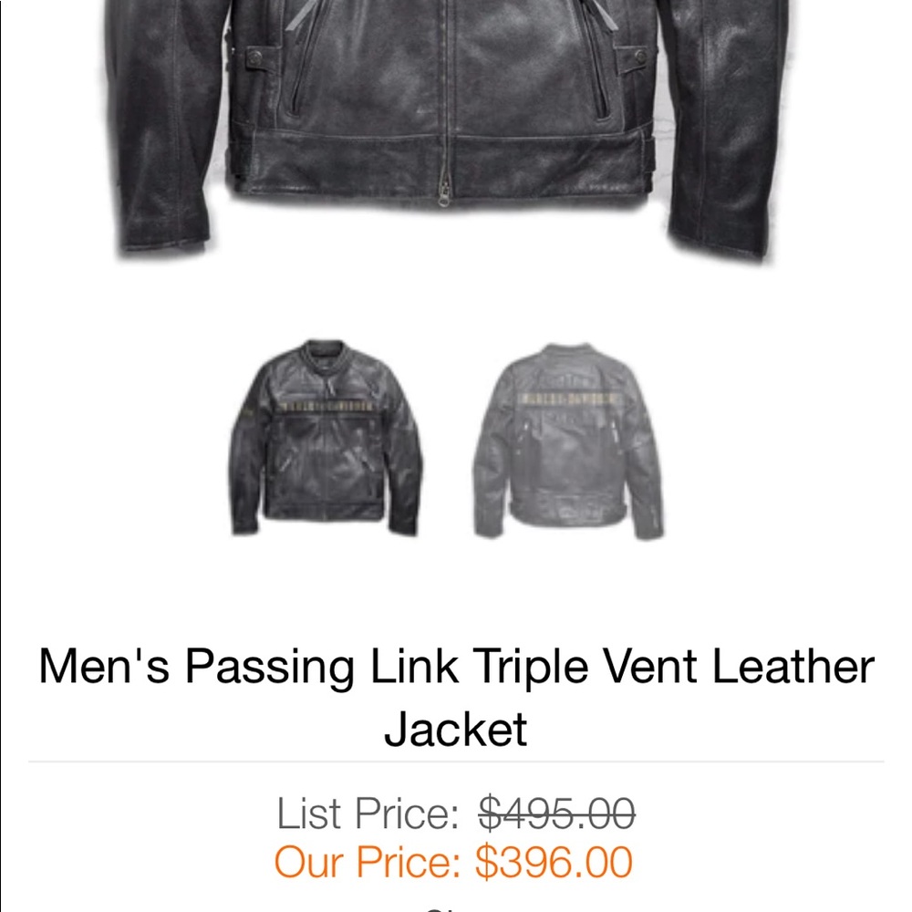 Harley Davidson leather jacket with 3 zipper vents, great condition
